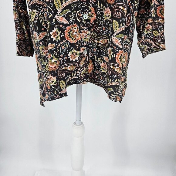 J. Jill Paisley Floral Button Front Tunic Top Multicolor Women’s M Boho Hippie - Picture 6 of 12